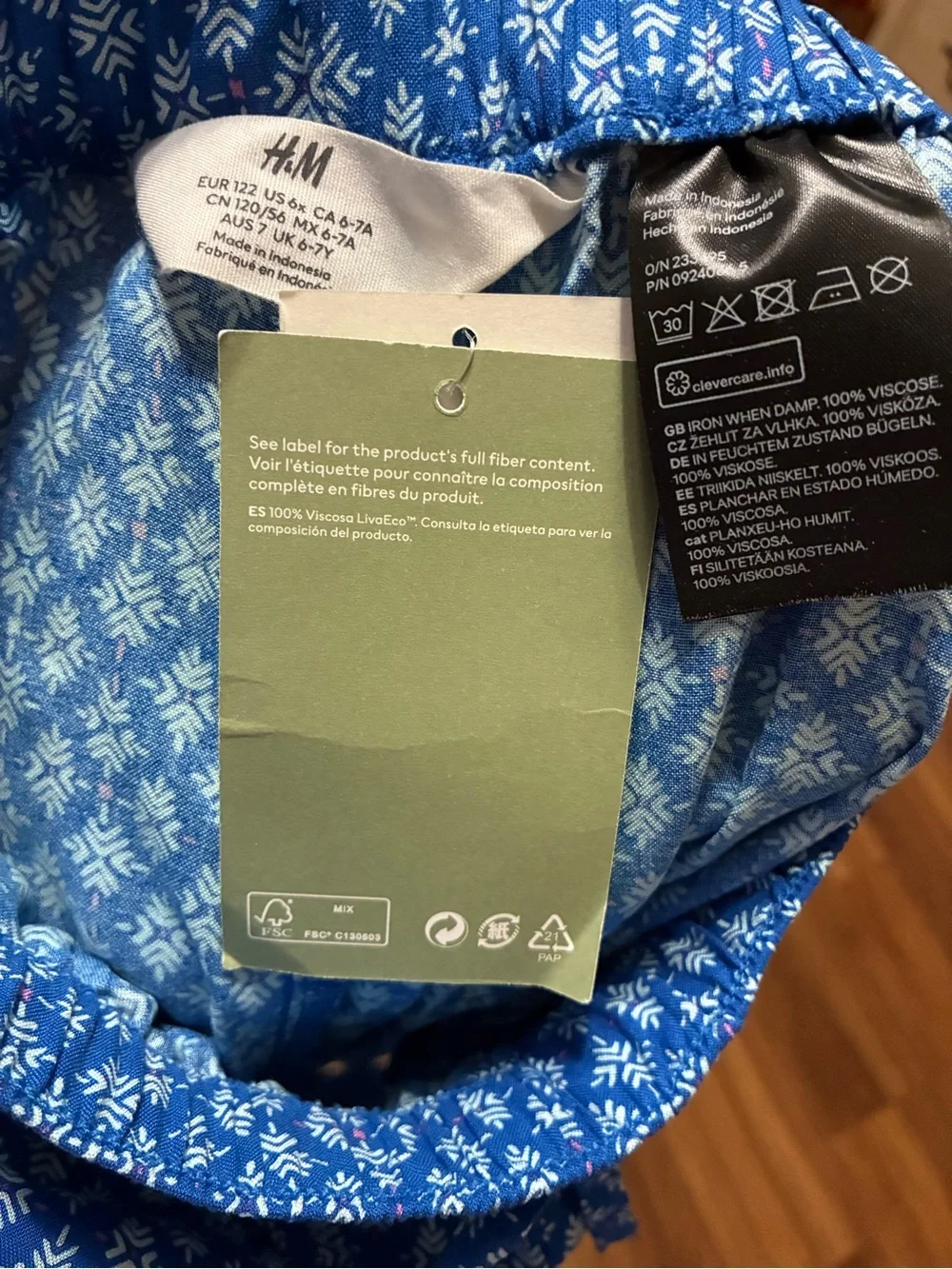 H&M Blue Printed Elastic Waist Pants